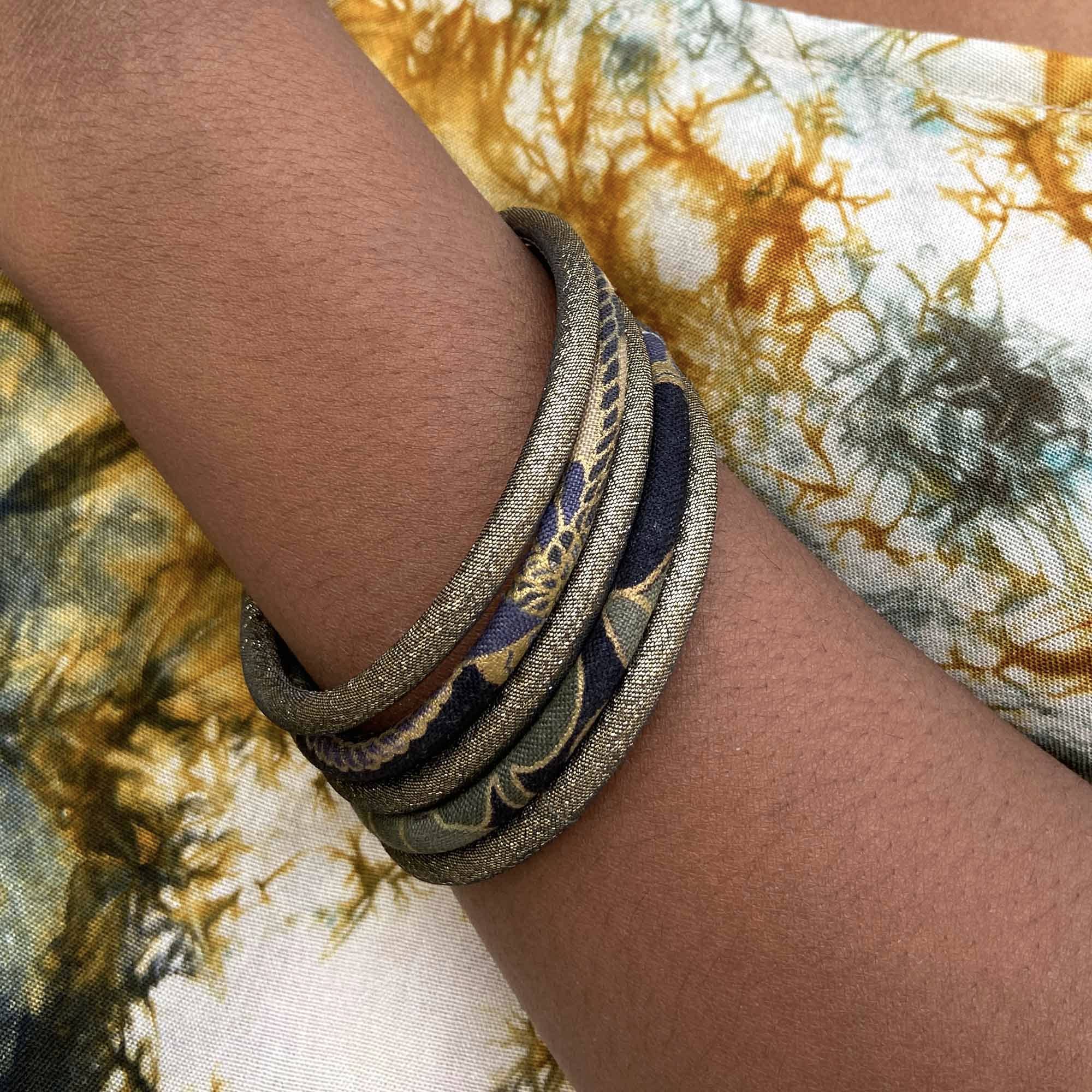 Melokane - Wholesale Bangle Bracelet - Sparkling fabric bangle bracelet in khaki-bronze color8