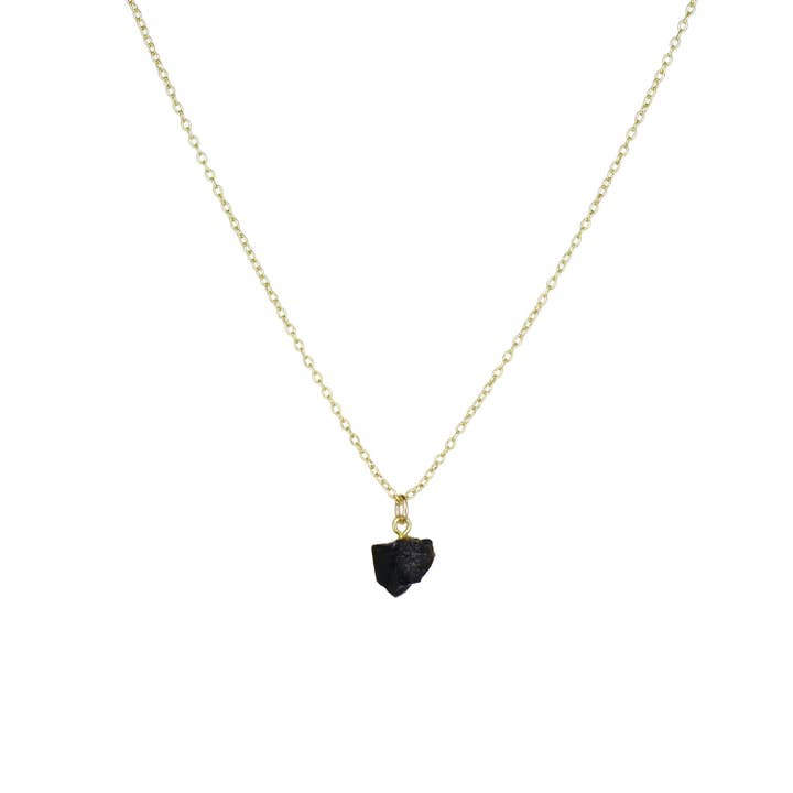 Mini Protector - Black Tourmaline Crystal Necklace Gold for wholesale by CVLCHA