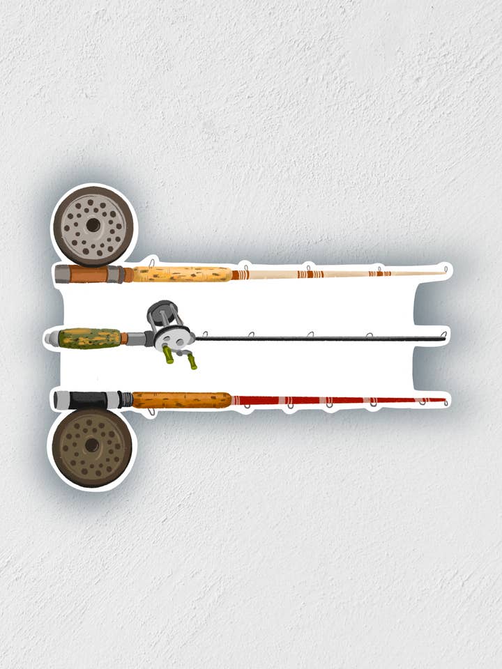 Fishing Poles Sticker for wholesale by Little Rocks Design