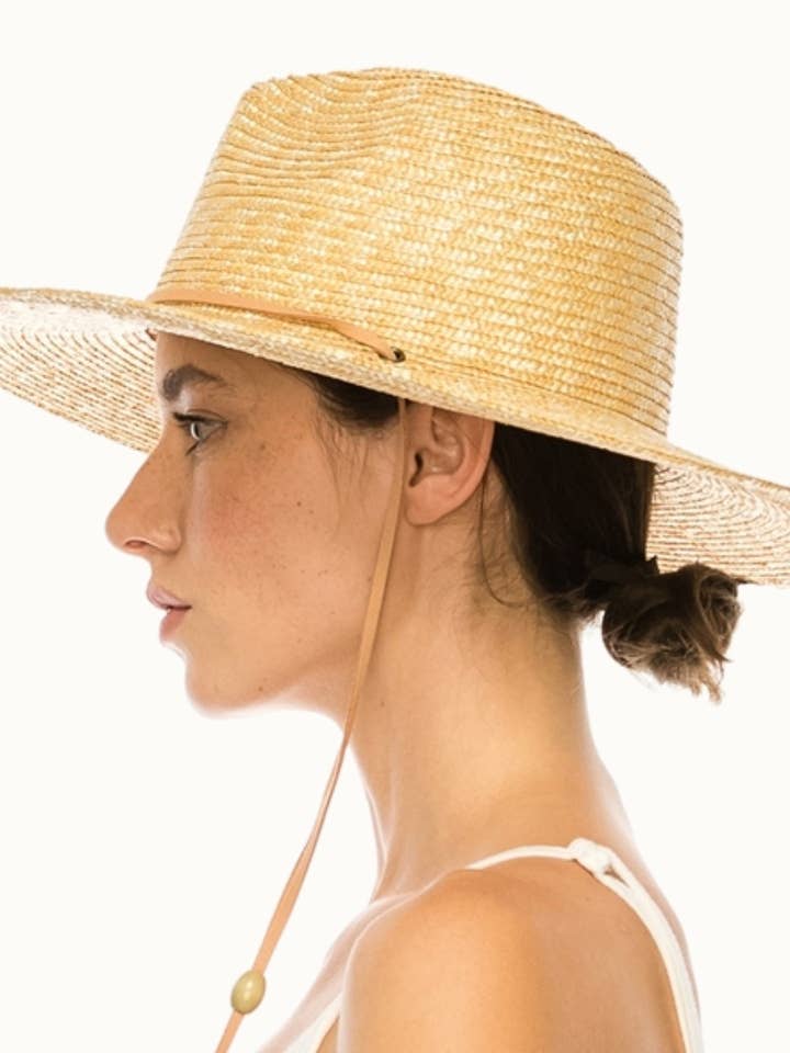 Strukturerad sommarstråhatt med hakrem för wholesale av Olive & Pique