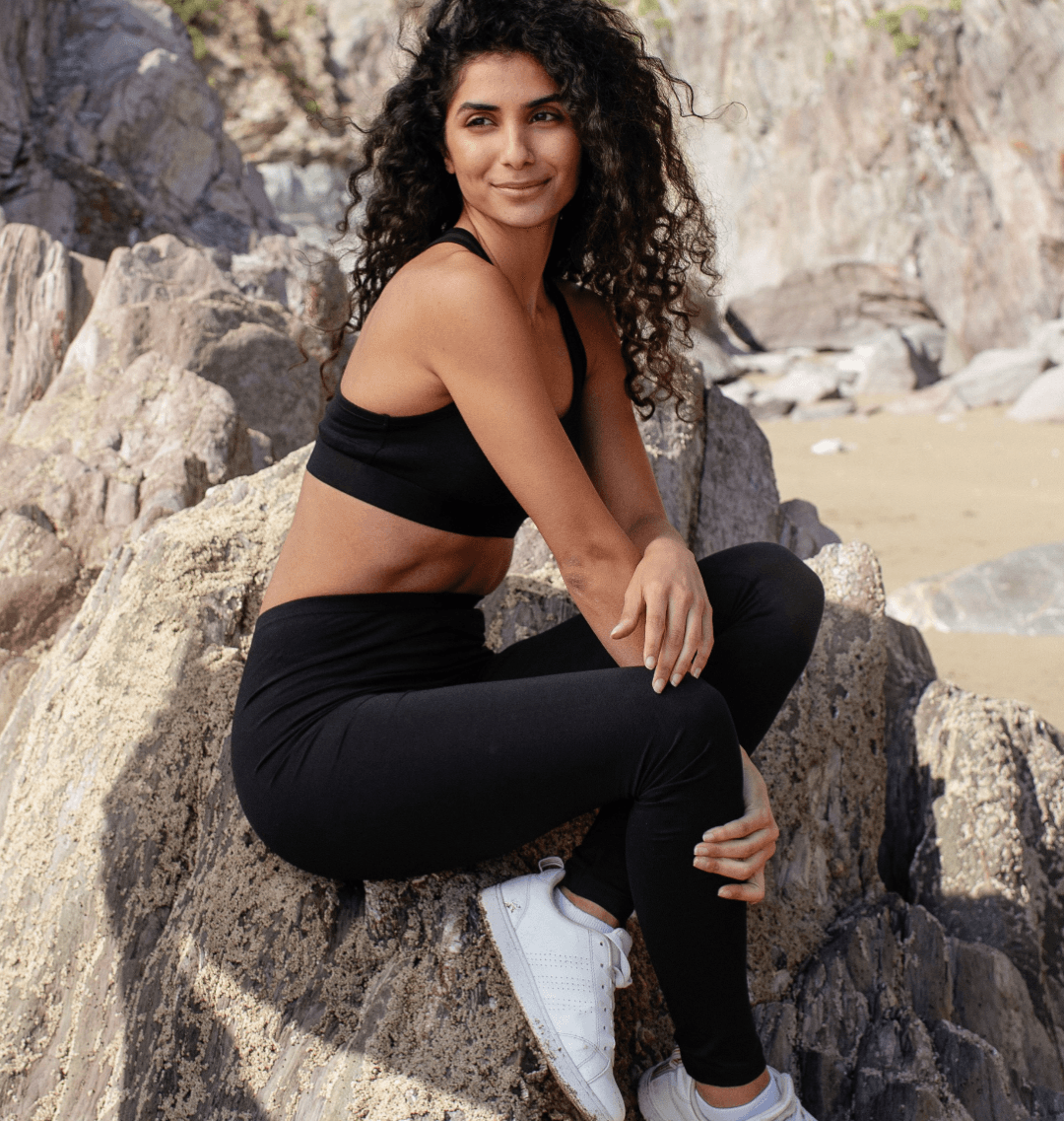 Black Plain Organic Cotton Leggings for wholesale on Faire4