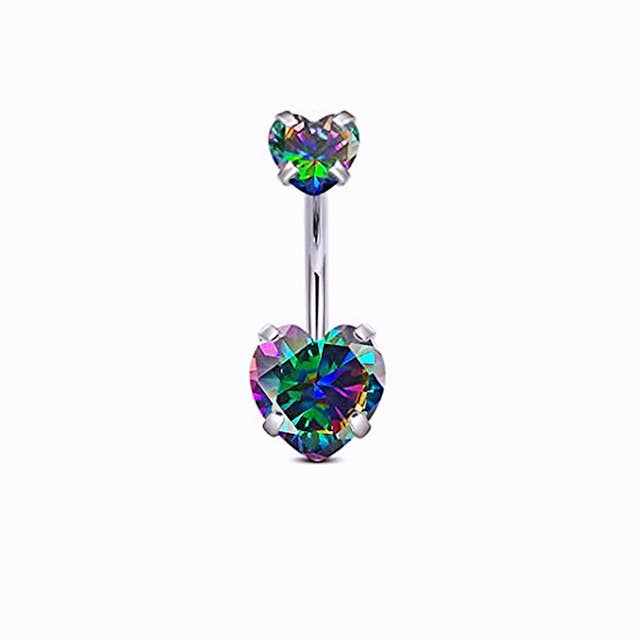 Gemscape UK - Wholesale Belly Ring - Heart shaped Belly Button - Two Stone Design18