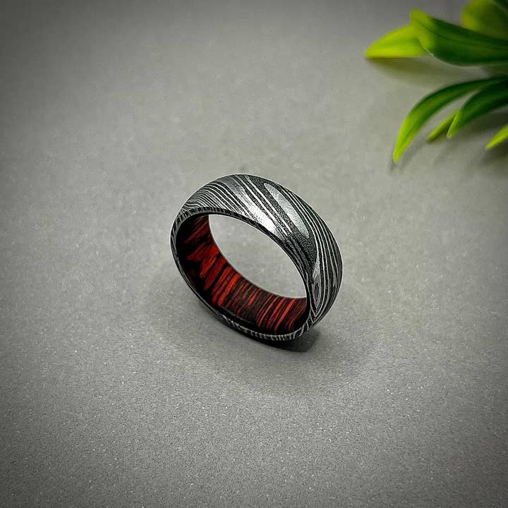 RustyStudioUSA - Vendita all'ingrosso Anello midi/a fascia - Anello Damasco Uomo, Anello Damasco, Anello di Nozze Uomo, Anello Uomo, Anello in Acciaio Damasco, Fasce in Acciaio Damasco, Anelli in Acciaio Damasco, Anelli Donna3