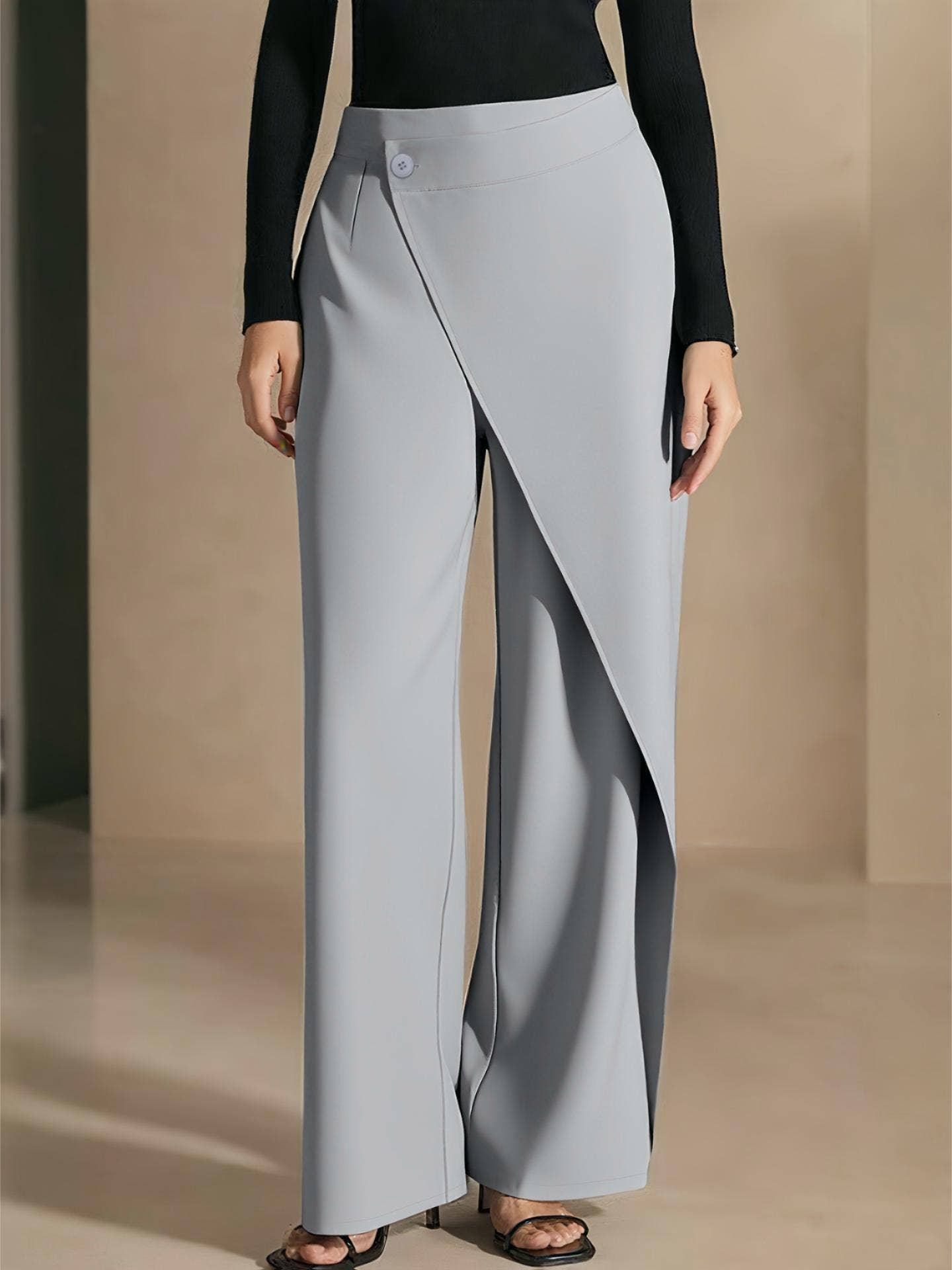 HIDDENBRAND - Wholesale Pants - Women's - High-waisted asymmetrical wide-leg suit pants9