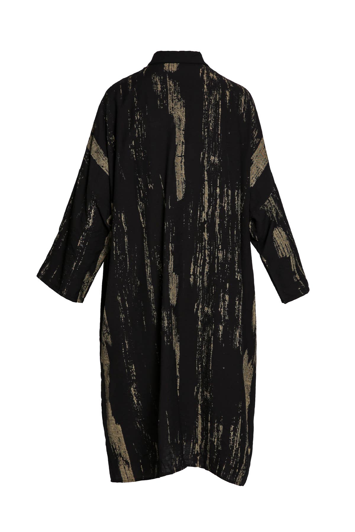 Black Abstract Brush Stroke Print Midi Shirt Dress ME3061 for wholesale on Faire1