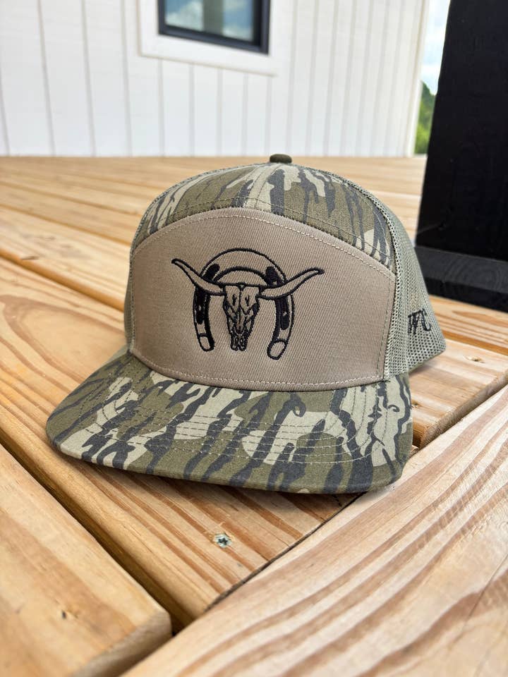 Horseshoe Longhorn Flat Brim for wholesale by Wicked Cowboy & Co.