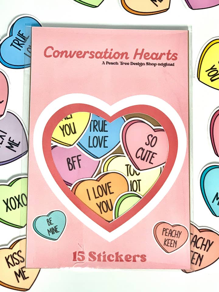 Gesprek Snoepharten Valentijnsdag Stickerpakket voor wholesale door Peach Tree Design Shop