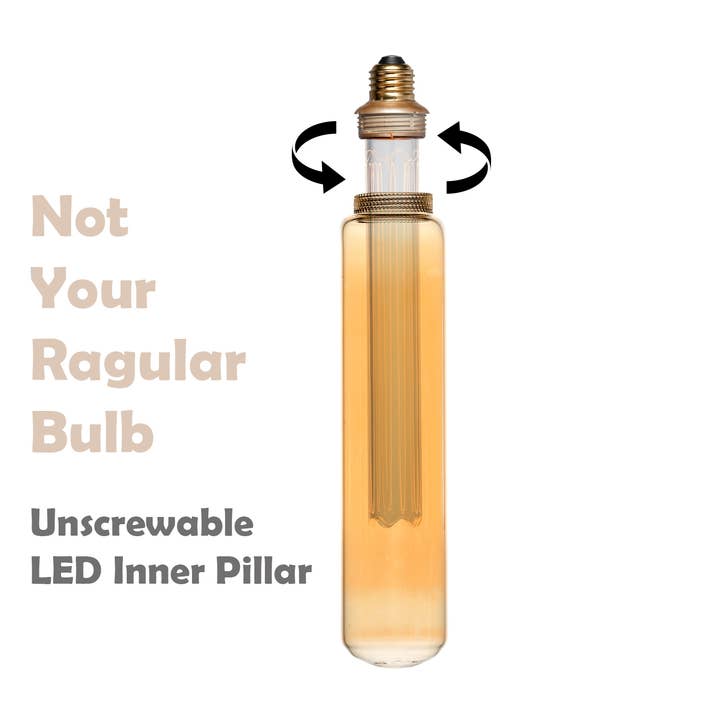 Next Glow - Wholesale Light Bulb/Puck - Decorative Tubler T60 Light Bulb Amber Acrylic Inner Pillar2