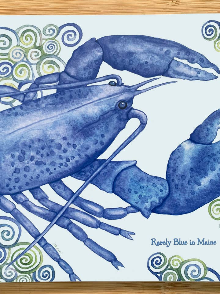 NEW! Rarely Blue in Maine 6" x 6" Lobster Watercolor Art Lined Notebook for wholesale by Firefly Sky Design