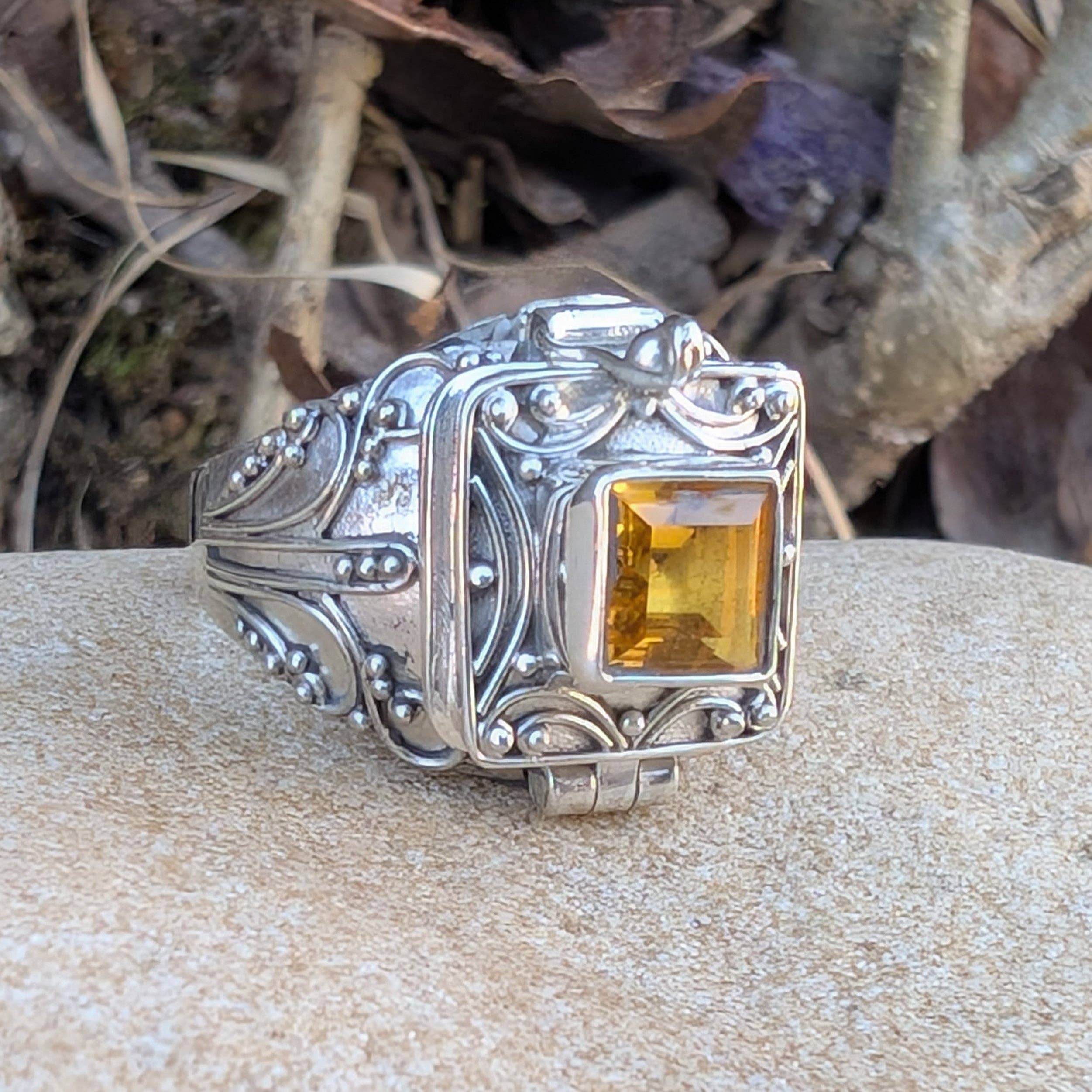 Silver Insanity - Wholesale Cocktail/Statement Ring - Midnight Elixir - Square Poison Locket Box Sterling Silver Ring1