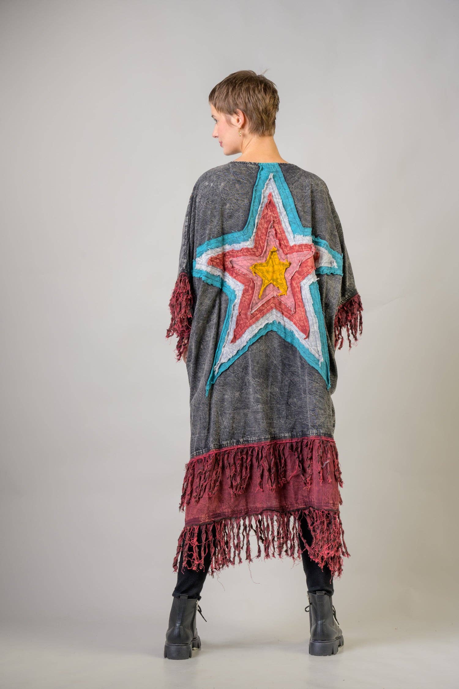 Rhea – Großhandel Kimono – Damen – Rhea Baumwollfransen-Duster, Baumwolle, Alltägliche Schichtung12