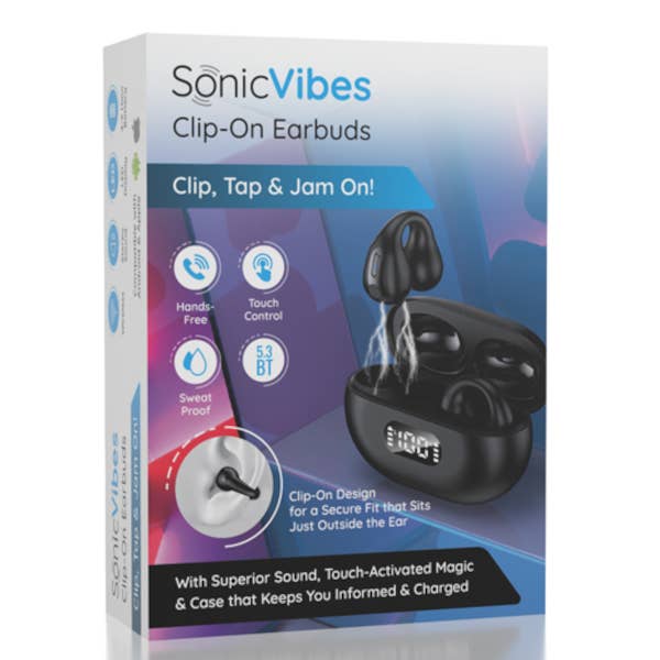 Showcase - Wholesale Airpod/Earbud Case - Men's - Sonic Vibes Clip-On Earbuds - Squeezable Earbuds