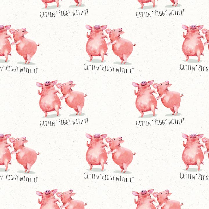 Grappig cadeaupapier - Dansende varkens - 25 platte lakens voor wholesale door Twizler Ltd