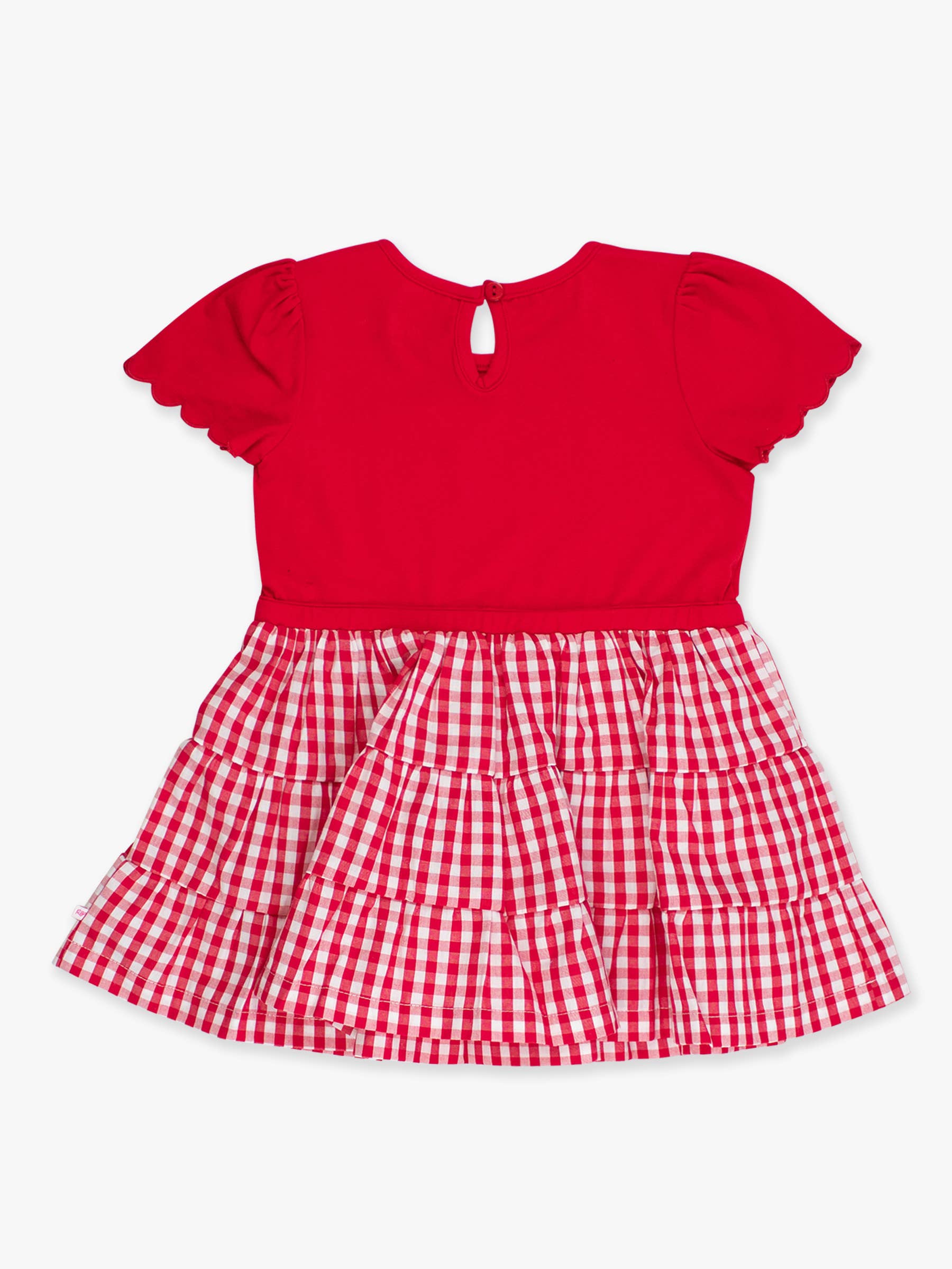 Rouge Robe à volants à manches courtes en vichy rouge classique pour filles en vente sur Faire7