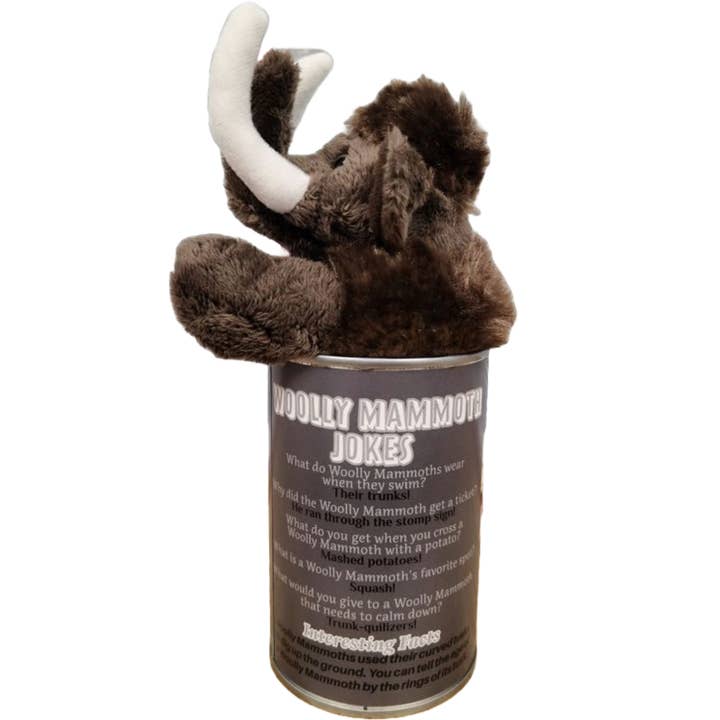 Canned Gifts - Venta al por mayor Peluche - Niños y bebés - Woolly Mammoth en lata | Peluche de animal de peluche | Chistes divertidos1