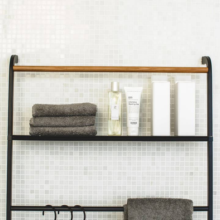 Yamazaki Home - Wholesale Free Standing Shelf - Tower Leaning Ladder Rack with Shelf - Steel10