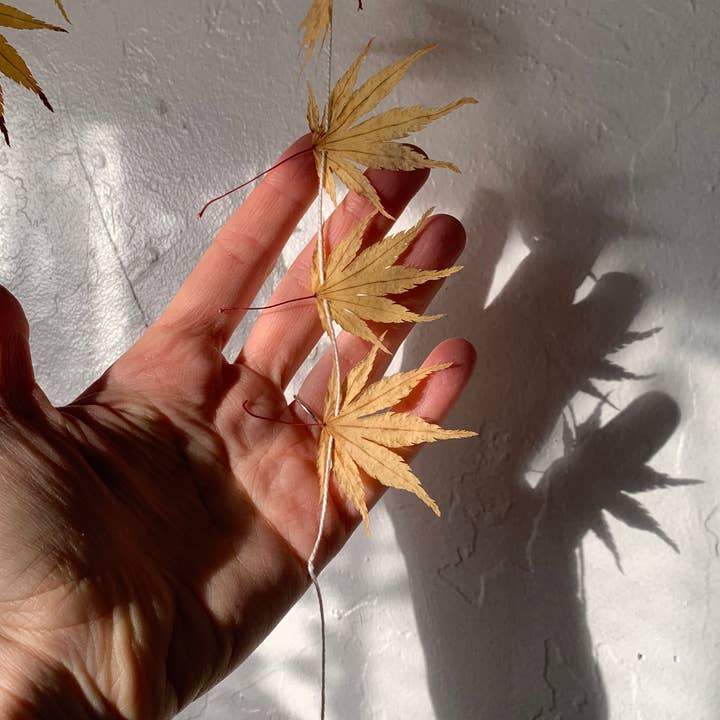Twig and Snip - Wholesale Bunting/Garland - Dried Japanese Maple Leaf Garland GOLDEN- Natural Decor10
