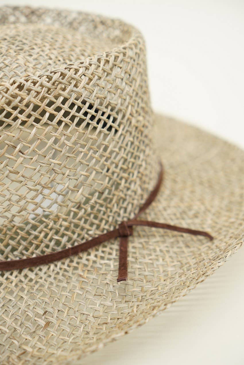 Olive & Pique - Wholesale Straw Hat - Women's - Open Weaved Gambler Hat with 100% Genuine Leather Band2