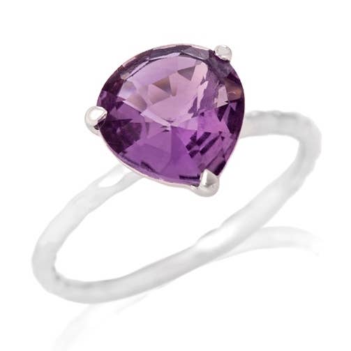 Anillo en forma de corazón con amatista púrpura natural, plata de ley para venta al por mayor de OPALOOK France