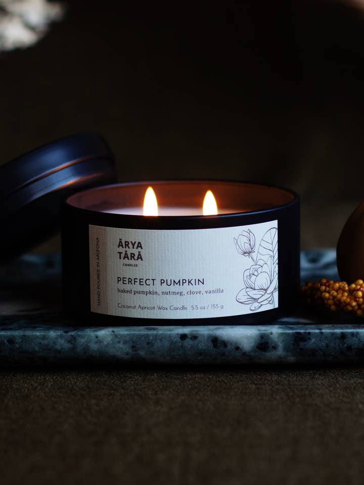 Perfect Pumpkin | Fall Collection | 5.5 oz Onyx Tin for wholesale by Arya Tara