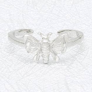 Toe ring with thin band and butterfly, in silver for wholesale by S&A Fashions