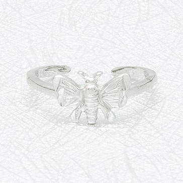 Tå ring med tynd bånd og sommerfugl, i sølv for engroshandel hos S&A Fashions