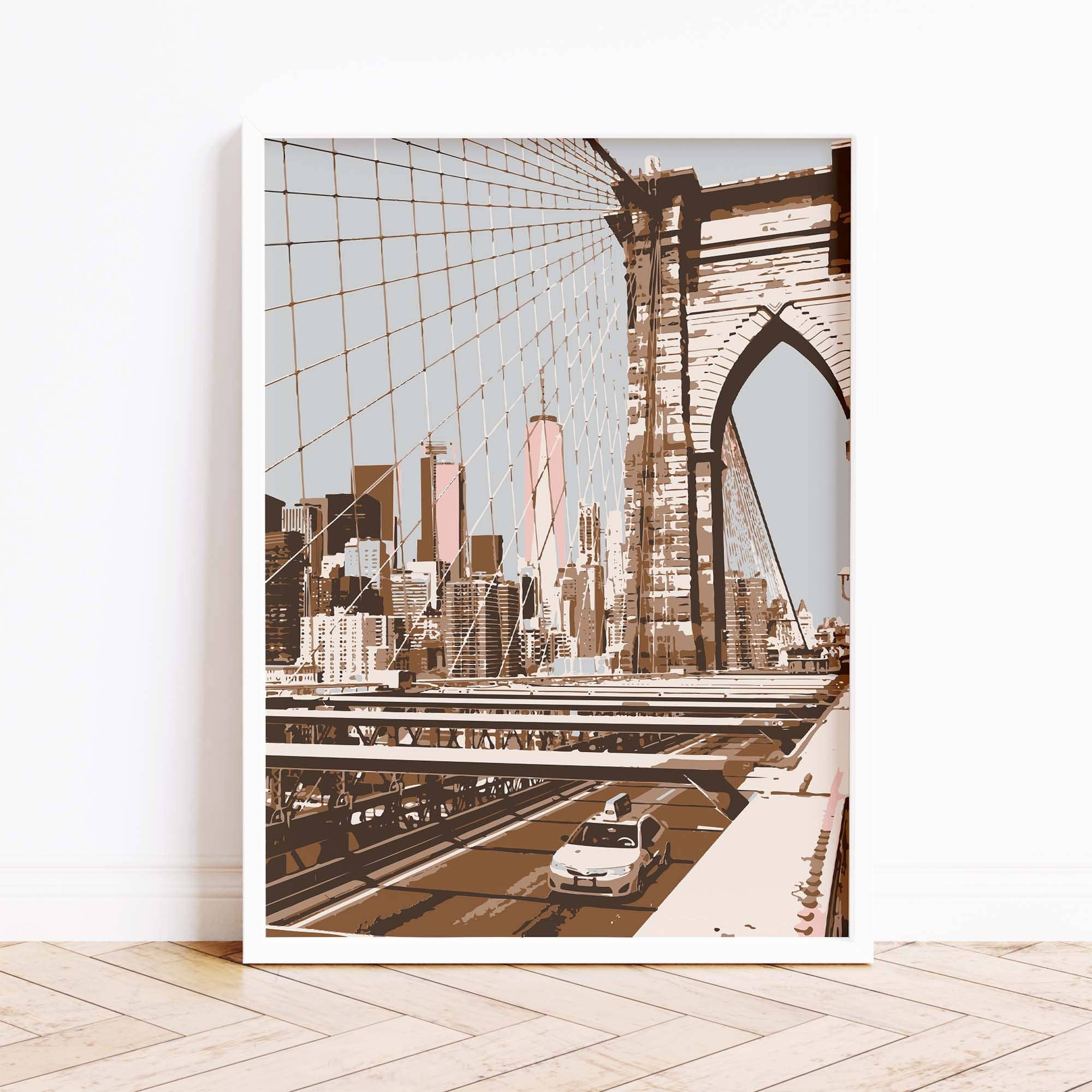 Newpencilbox Art - Wholesale Art Print - New York City Poster Vintage Retro Brooklyn Bridge Art Print9
