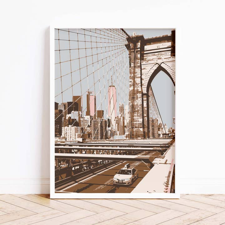 Newpencilbox Art - Wholesale Art Print - New York City Poster Vintage Retro Brooklyn Bridge Art Print9
