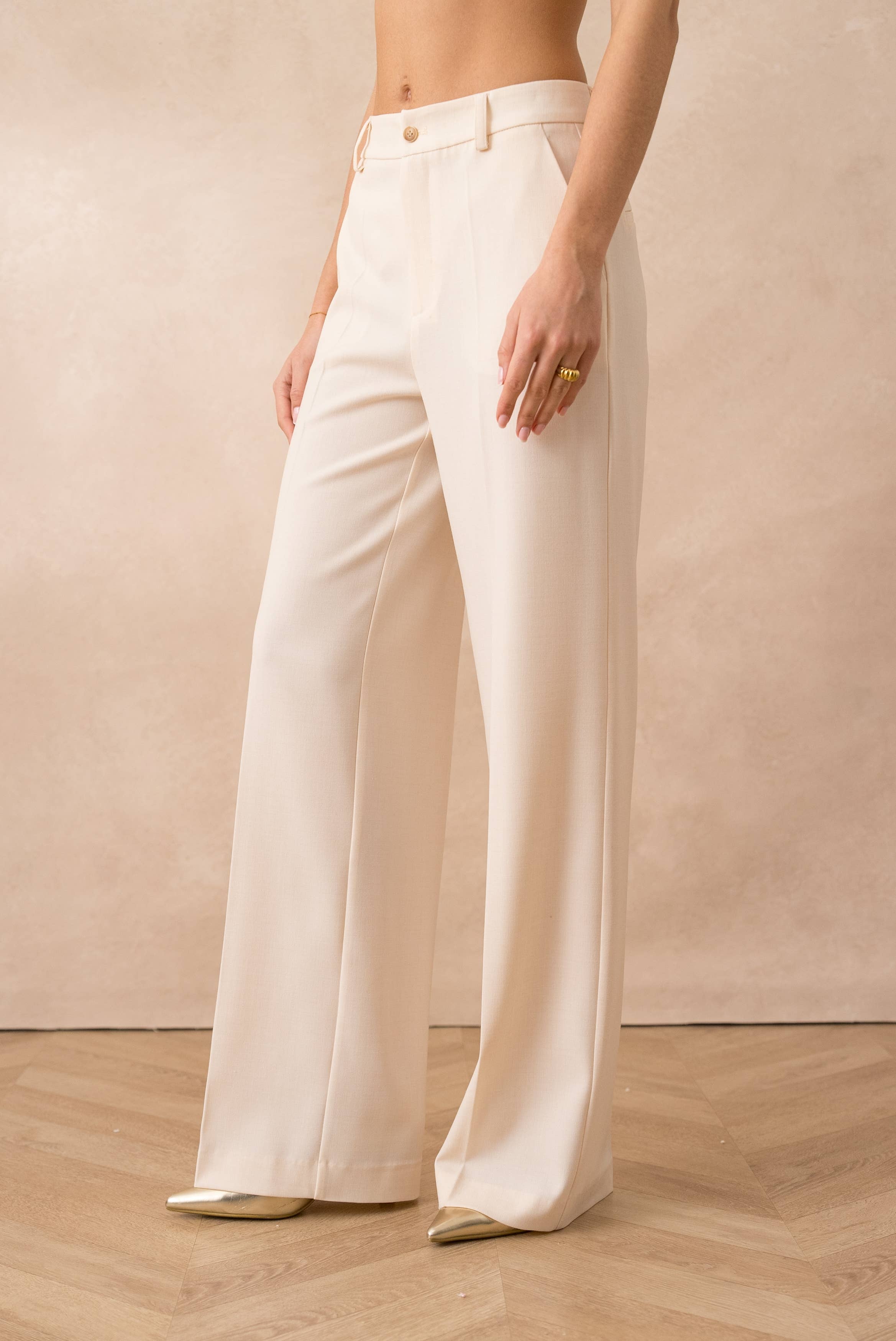 Attentif Paris - Vendita all'ingrosso Pantaloni eleganti - Donna - [Heather] Pantaloni Tailleur a Gamba Larga33