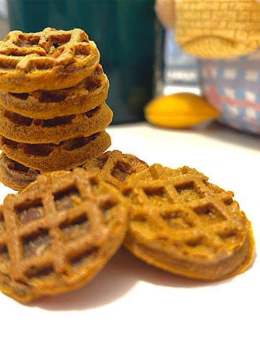 Mini Waffle Woofies for wholesale by Moo’s Barkery
