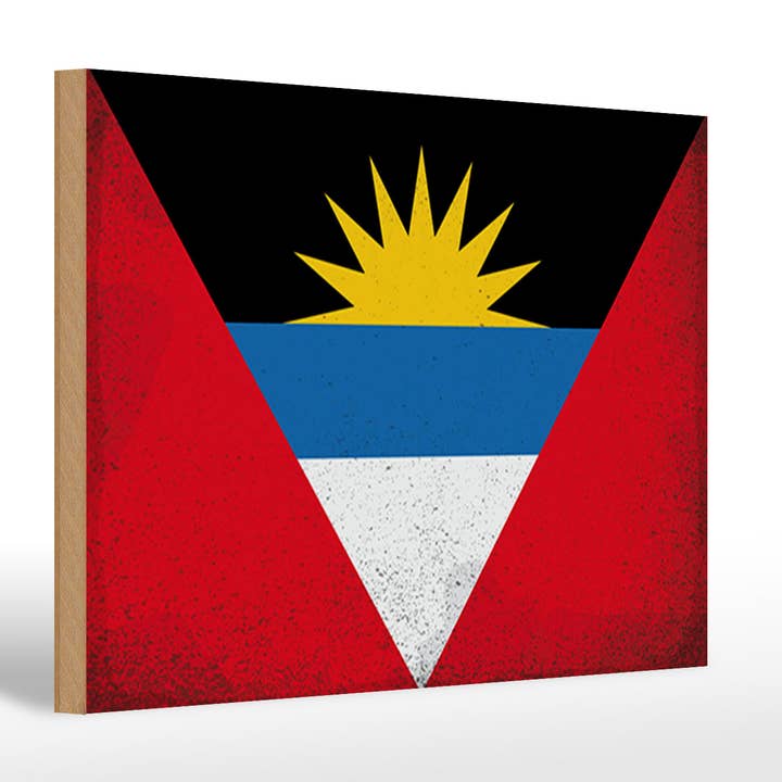 Antigua and Barbuda Flag Vintage Wooden Sign 30x20cm for wholesale by Femer