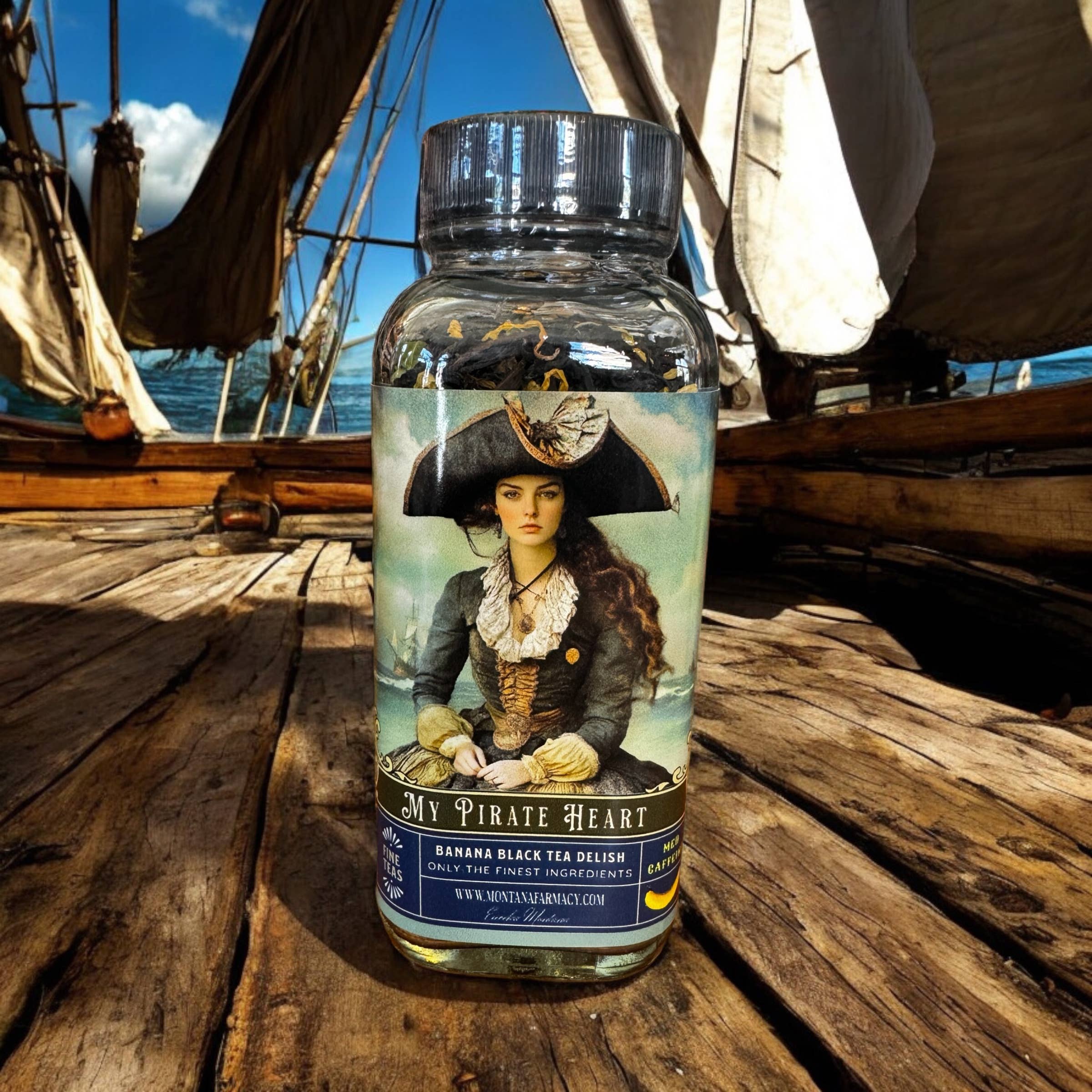 Montana Farmacy - Wholesale Loose Tea - MY Pirate Heart Banana Tea Beautiful Vintage Pirate Lady Jar9