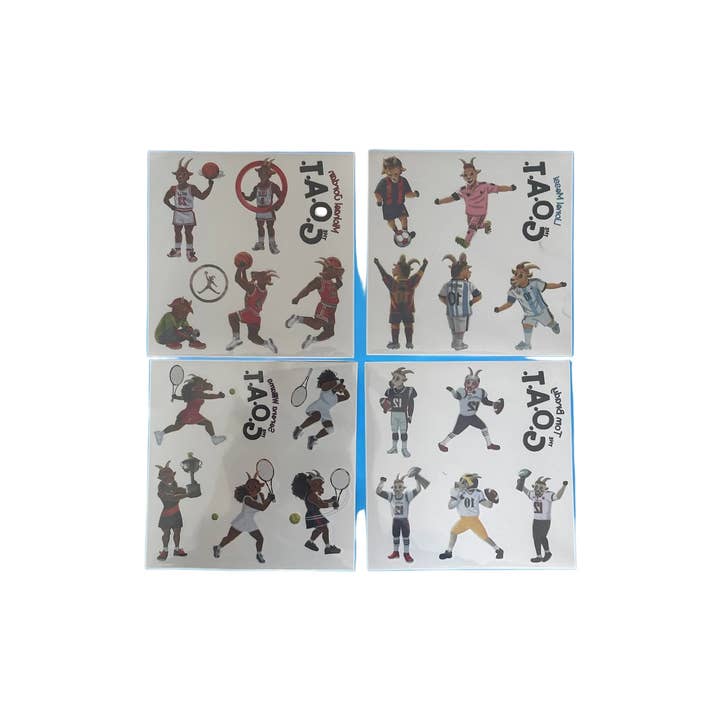 The GOAT Temporary Tattoo Pack – MJ, Brady, Serena & Messi for wholesale by GOAT Academy