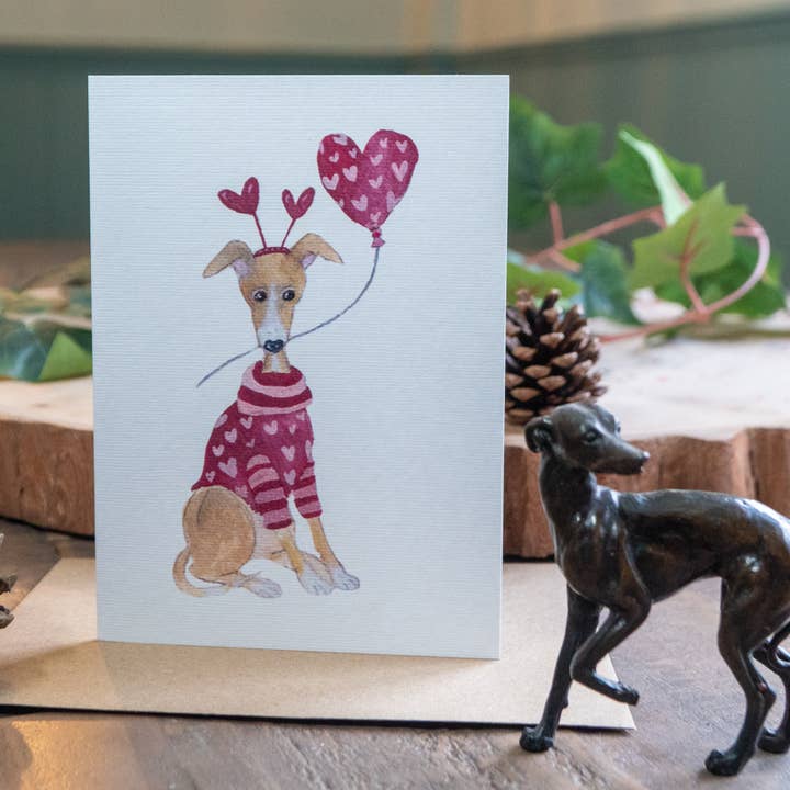 Love You | Whippet Sighthound Greeting Card | Valentines for wholesale by Zoë Rose