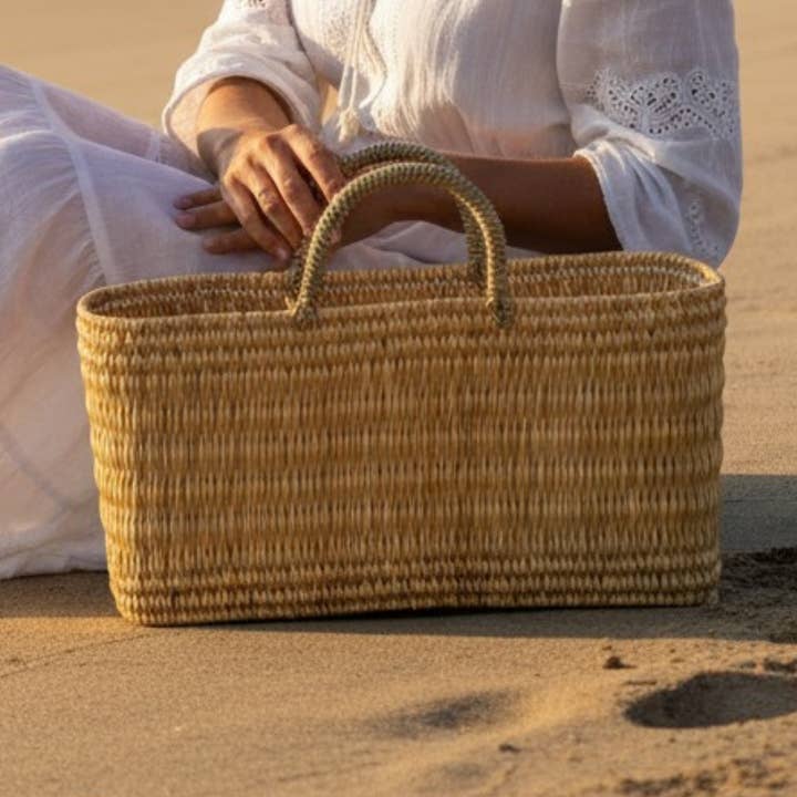 Handwoven Moroccan Natural Fiber Storage Baskets pour la vente par LeBazare