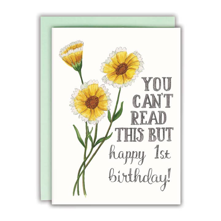 Carte d'anniversaire du 1er anniversaire You can 't Read This pour la vente par Naughty Florals