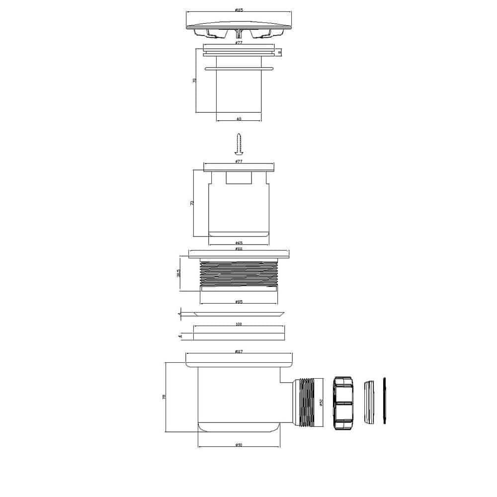Bathroom4Less – wholesale Bathroom accessory set – Shower Tray Waste Trap 90mm Fast Flow Easy Clean Shower Enclosure Waste Chrome1