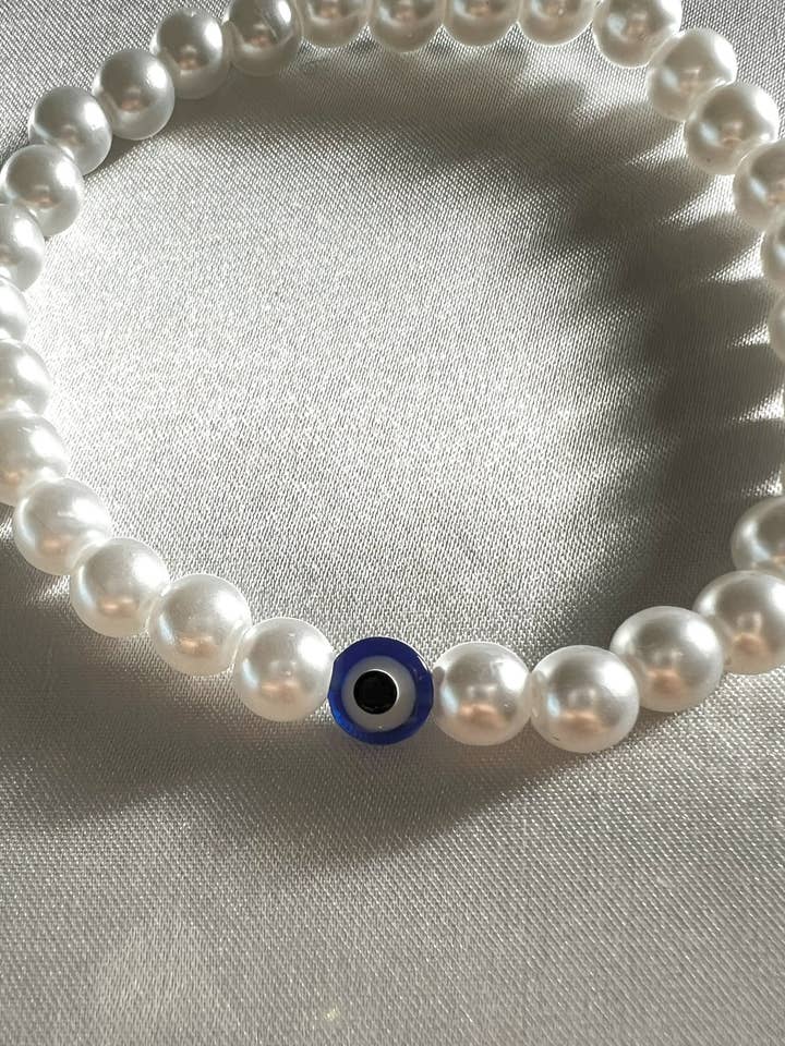 Evil Eye Pearl Bracelet for wholesale by Sapphire Seren
