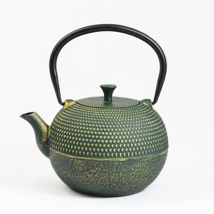 Ja-Unendlich - Wholesale Tea Pot - Grain cast iron teapot, 0.8l green gold