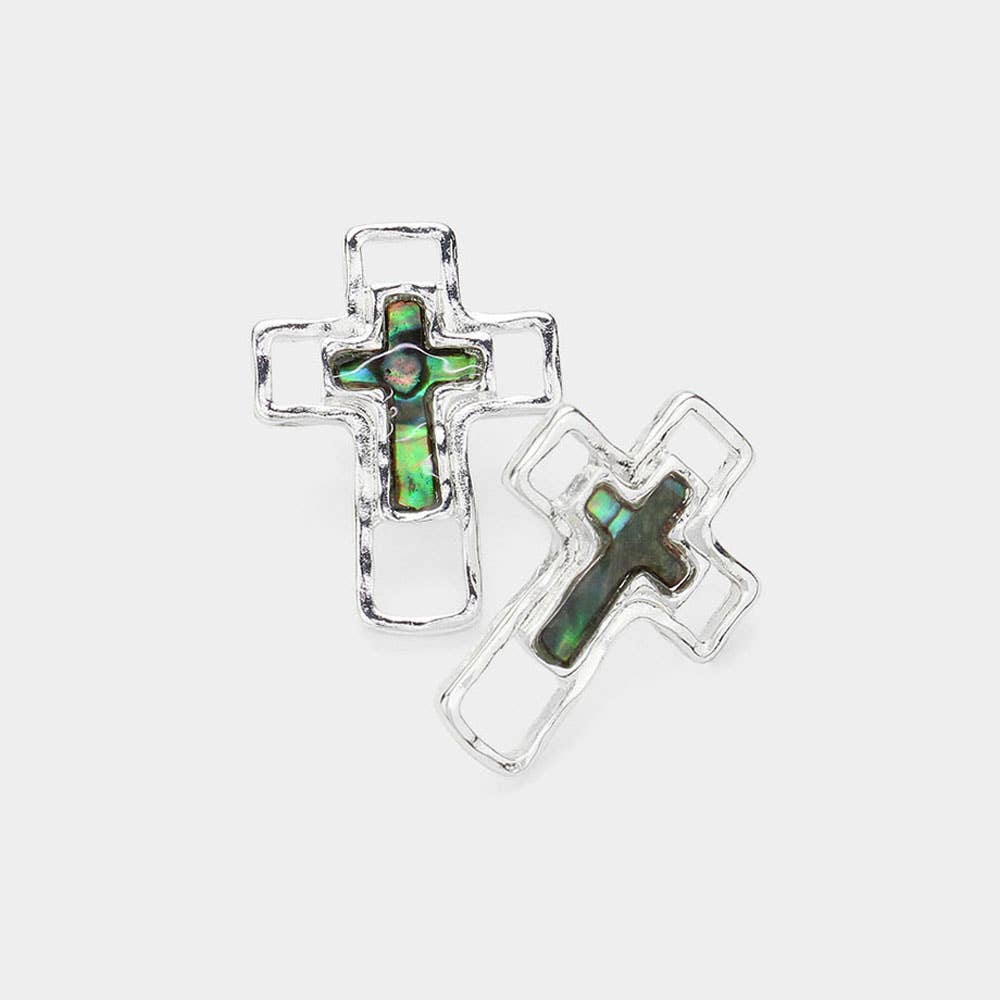 Sensibling Corp. – wholesale Stud/post earrings – Abalone Cross Pointed Stud Earrings0