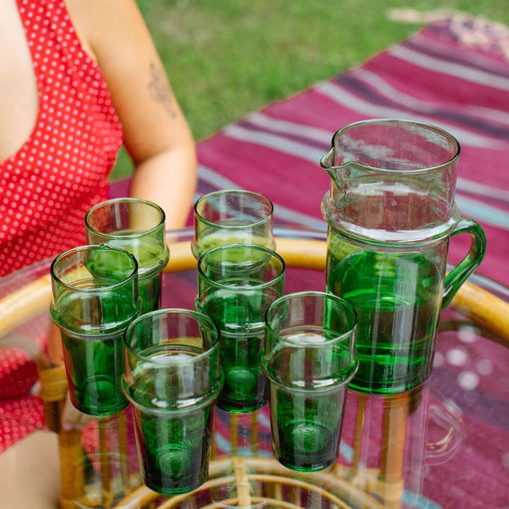 Voyage - Wholesale Drinking glass/cup - $1.80 SALE Moroccan Palm Green Glass (120)2