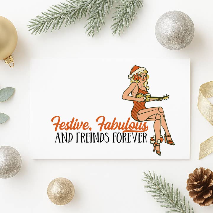 Funny Christmas Card for Family Friends, Retro Festive Santa for wholesale by Coco Press