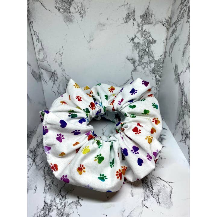 Enchanted Scrunch - Vente Chouchou – femme - Chouchou à imprimé patte de couleur blanche3