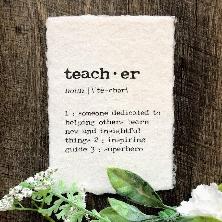 Alison Rose Vintage - Vente Affiche d'art - définition de l'enseignant imprimée en police de machine à écrire1