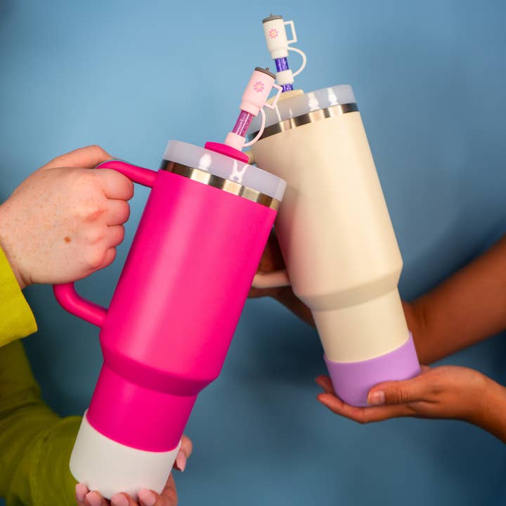 CharCharms – wholesale Drink topper – White Tumbler Straw Topper3