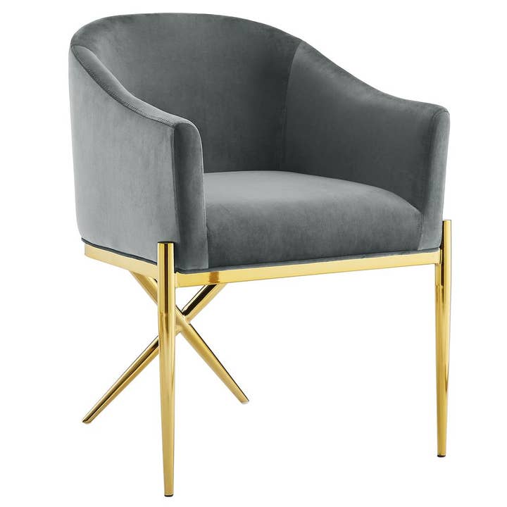 Greenwestons - Wholesale Chair - Green's Gray Velvet Side Chairs in Gold