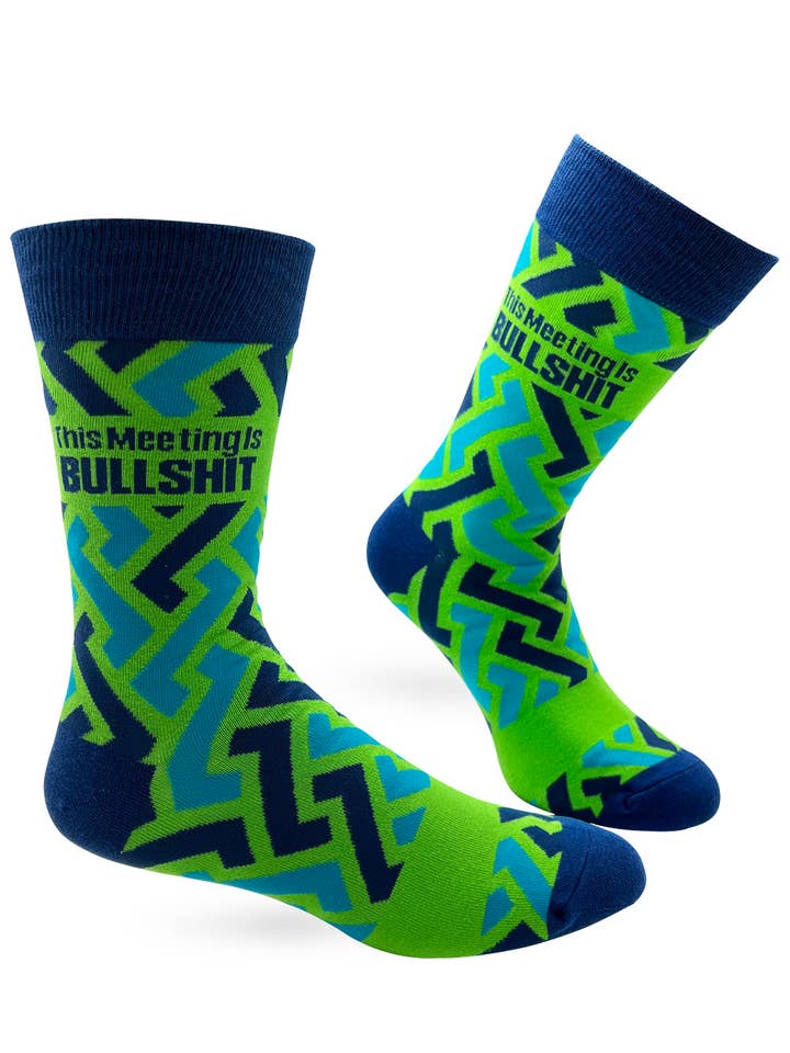 Fabdaz - Wholesale Socks – Men's - This Meeting is Bullshit Men's Novelty Crew Socks