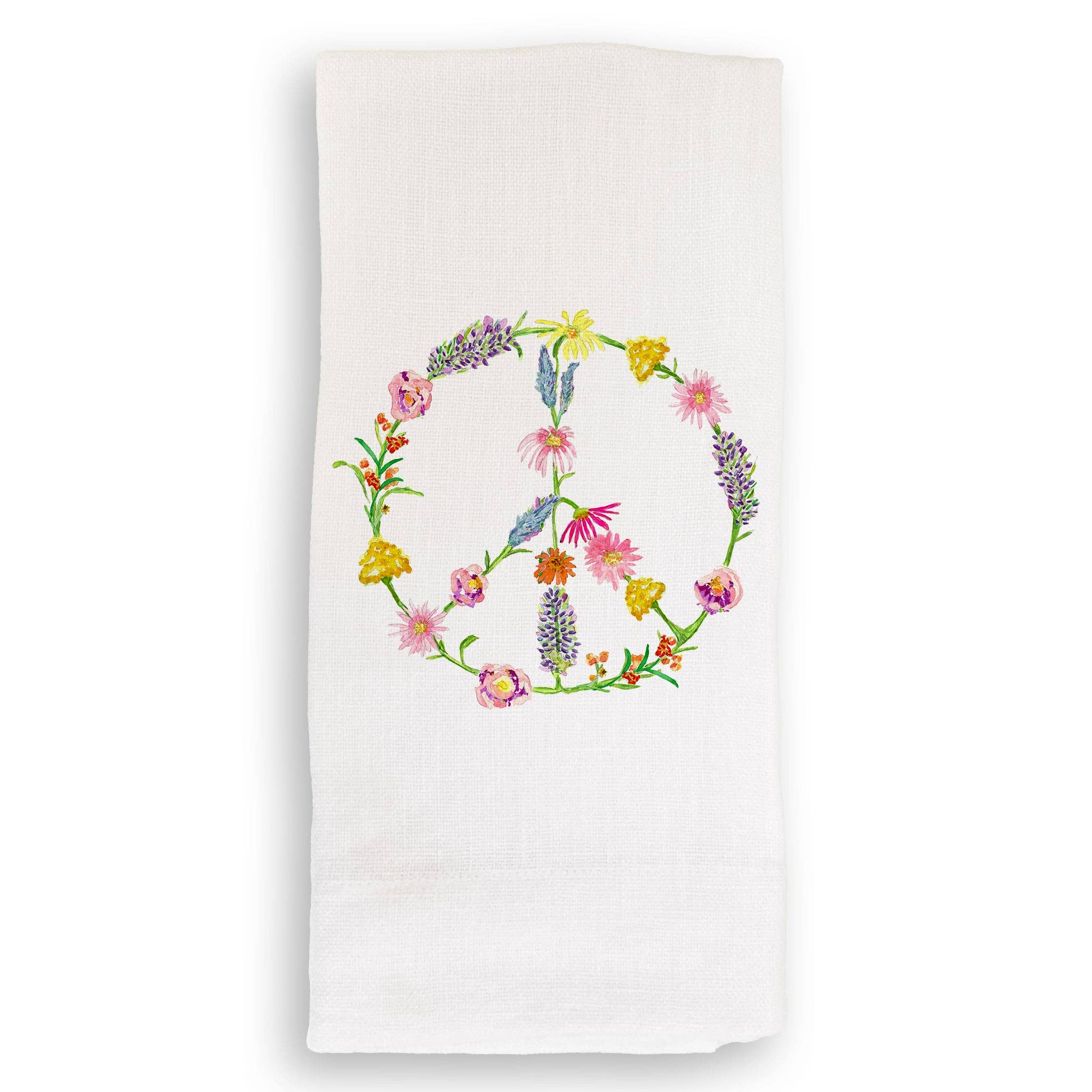 French Graffiti - Wholesale Tea Towel - Floral Peace Sign2