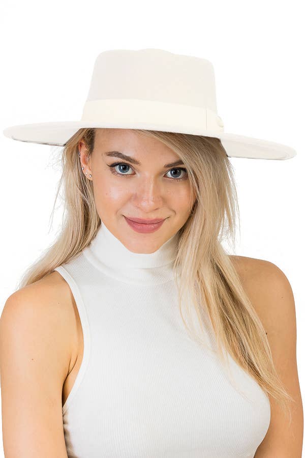 Cap Zone – wholesale Fedora - Dam – Wide Brim Bolero Faux Filt Pork Pie Crown Hat24