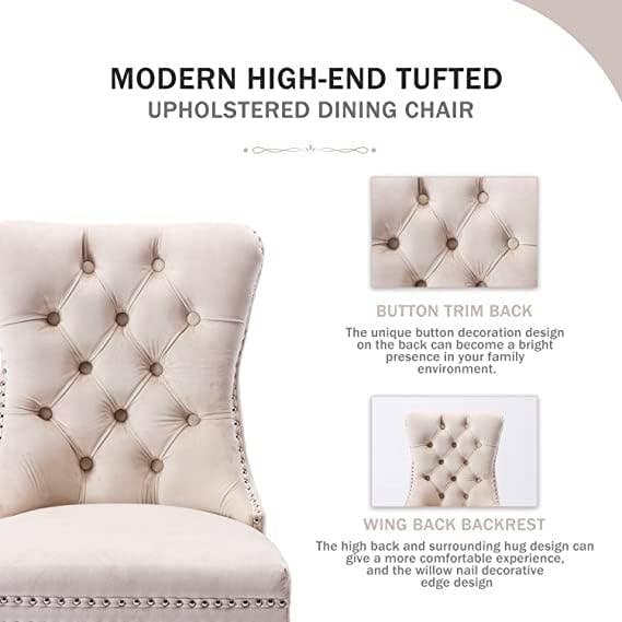 Modern Home Touch – wholesale Chair – Shena Set of 2 Velvet Kitchen Dining Chairs Knocker Back3